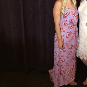 Red and purple high low dress
